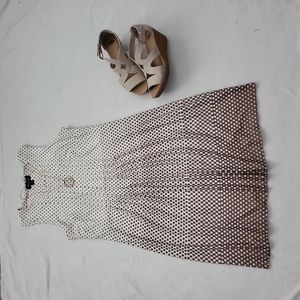 Perceptions Sleeveless Polka-dots Beige & Brown Dress
